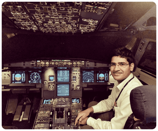 Siddhant in an A320 sim